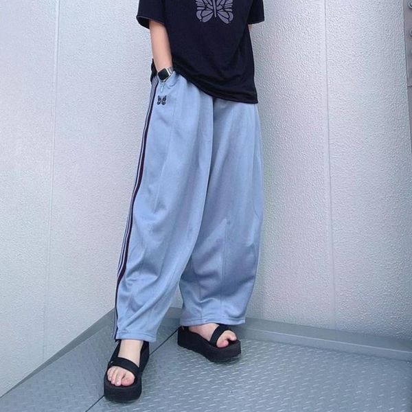 

pants oversized men women blue needles awge trousers embroidery butterfly pants wide leg needles sweatpants, Black