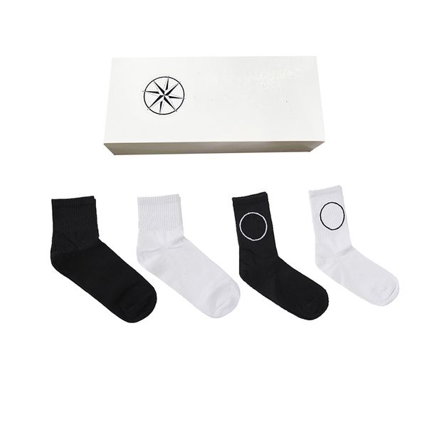 

brand designers men's socks one box of four pairs of high-quality cotton socks with medium and long anti pilling sleeves stone socks wi, Black