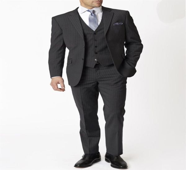 

groom tuxedos groomsmen notch lapel custom made black stripe men suits weddingpromdinner man blazer jacketpantsvesttie6597343, Black;gray