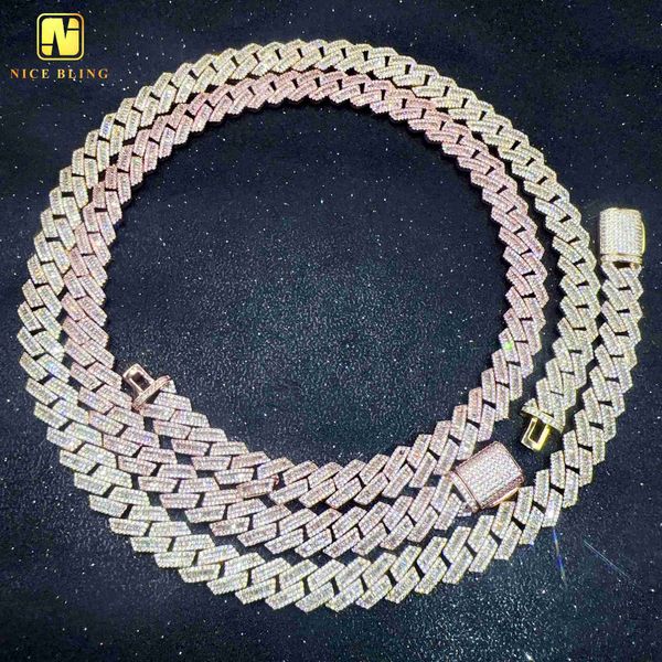 

ine jewelry hip hop sugar cuban chain 18k gold plated brass 5a zircon cuban necklace iced out cuban link chain, Silver