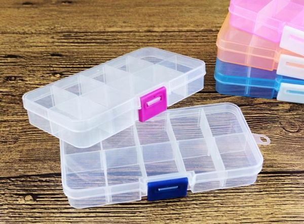 

1286521cm 10 compartment plastic clear storage box small box for jewelry earrings toys container 4052369, Black;white