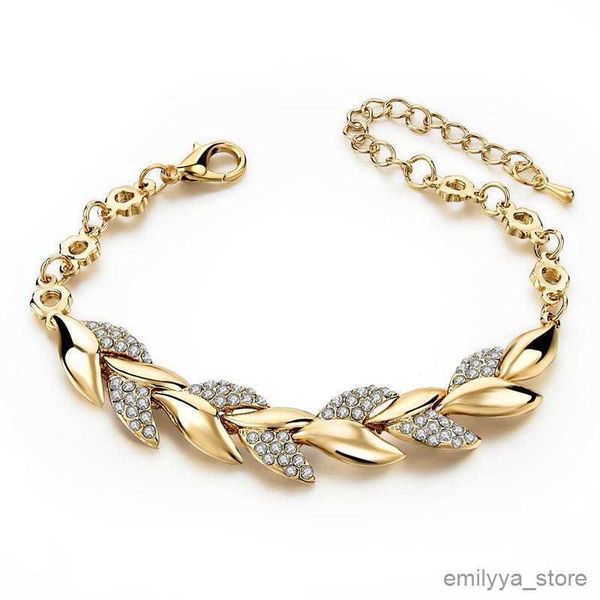 

charm bracelets luxury gold zircon leaf woven chain bangles for women charm jewelry bracelet for women birthday party gift, Golden;silver
