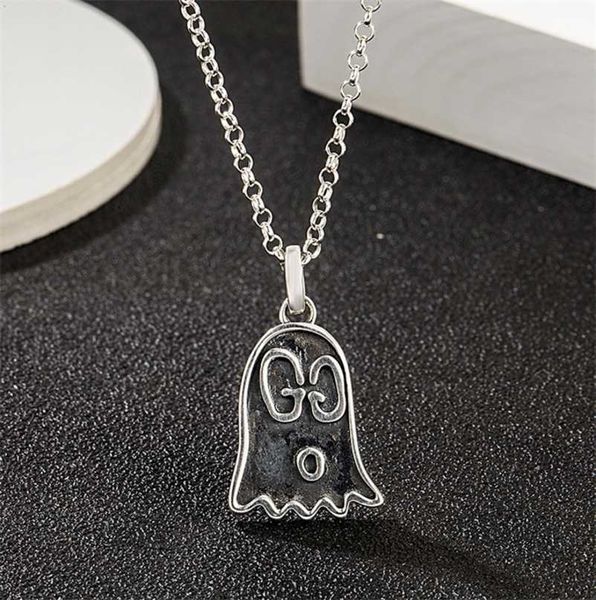 

designer jewelry bracelet necklace ring classic antique sterling little ghost hip hop flow clavicle chain, Silver
