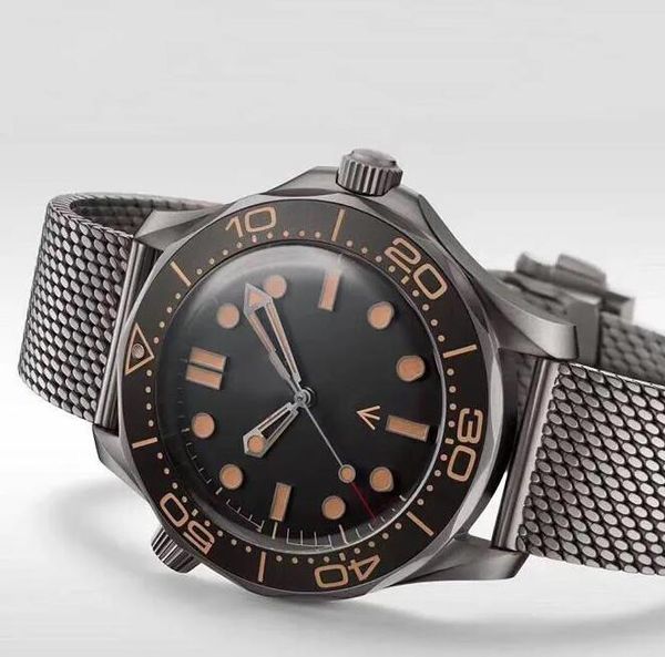 

luxury automatic mechanical eta2813 movement stainless steel canvas no time to die men watch skyfall james bond 007 limited, Slivery;brown