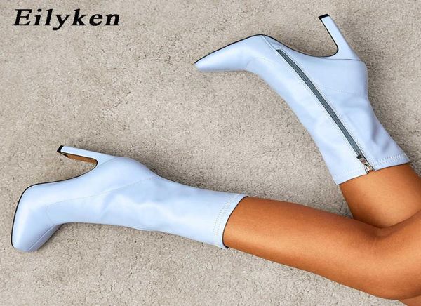 

boots eilyken size 3542 women square head ankle boots fashion high heels autumn winter shoes zipper office lady blue botas de muj7128699, Black