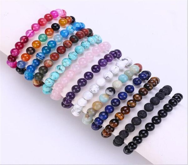 

natural stone beaded bracelet for woman men bracelets fashion jewelry elastic handmade precious round gemstone friendship man bead3667309, Black