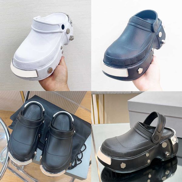 

hardcroc mules sandals designer pool slides slippers women platform slide rubber slipper luxury summer beach flip flops shoes no444, Black
