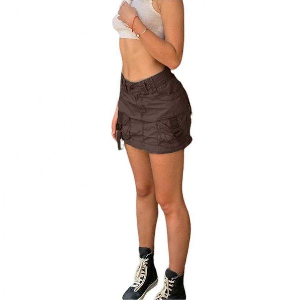 

high waist denim skirt for women ladies jean mini short cargo skirt with pocketga, Black