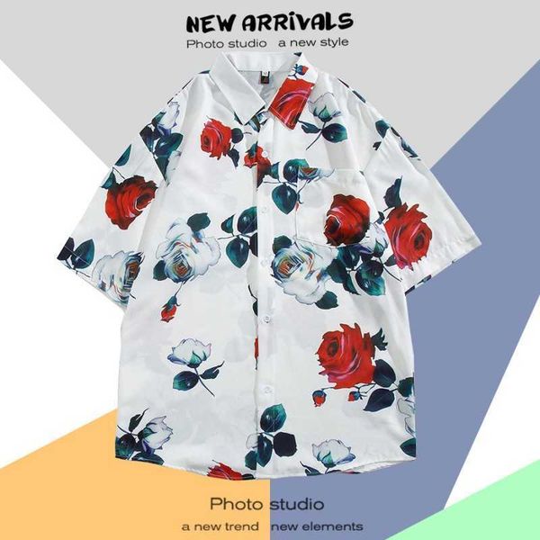 

spring summer resort shirt for men custom printed graphic beach hawaiian short sleeve mens hawaiian shirt tb, White;black