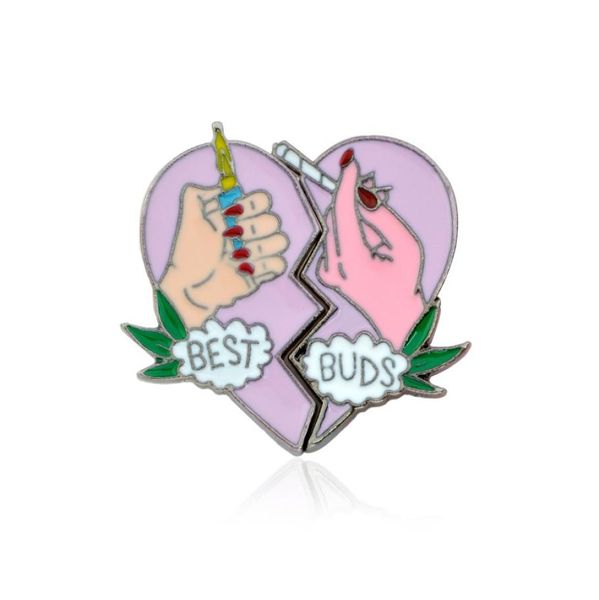 

fashion buds brooch pins button metal enamel broken heart charm brooches fit denim jacket collar badge for women bbf friendsh8197311, Gray