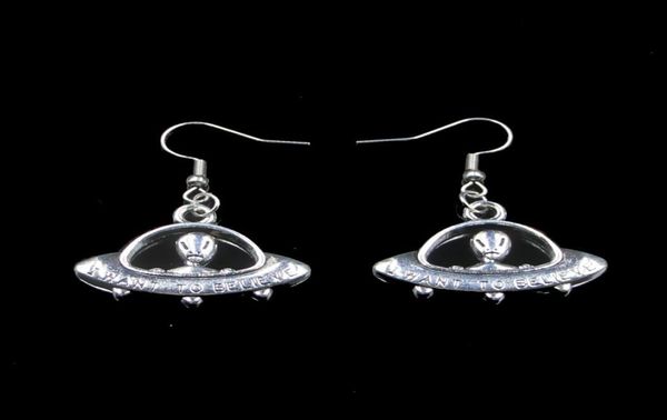 

new fashion handmade 2330mm alien et believe spaceship earrings stainless steel ear hook retro small object jewelry simple design6839458, Silver