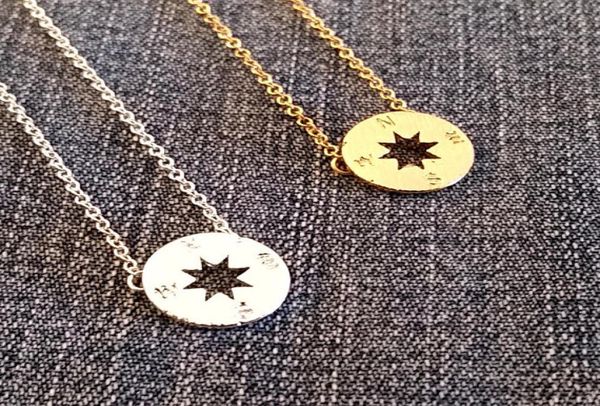

5pcs gold silver small compass necklaces pendant charm for women men south direction necklace disc circle disk necklaces coin jewe4111273