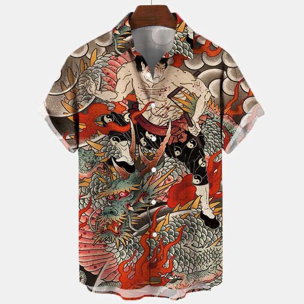 

digital printed lasted men's collar t shirts rayon high fashion quality vintage short sleeve printed shirts for men uxd, White;black