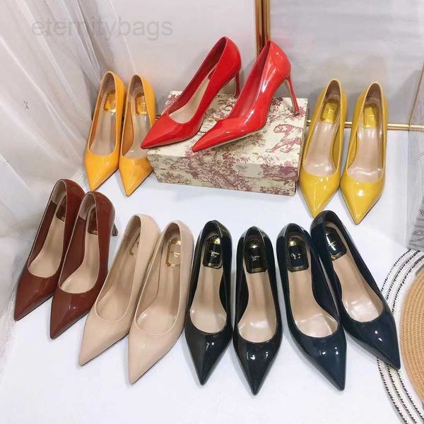 

d family high heels 2023 new pointed soft leather sandals women's shoes unique heel 9cm heightened fashion classic, Black