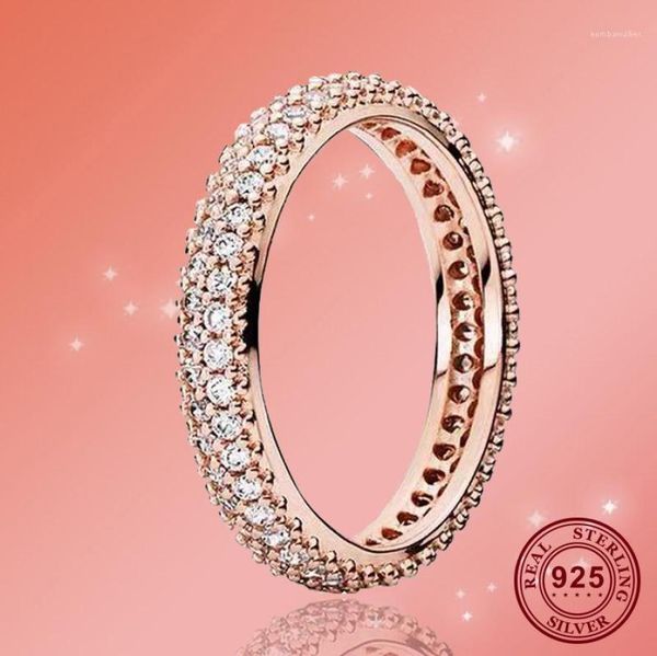 

925 sterling silver pan ring rose gold source of inspiration with crystal cz pan ring for women wedding party fashion jewelry15302406, Golden;silver