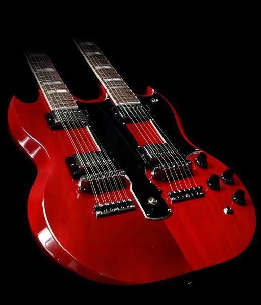 

china guitar custom shop eds 1275 double neck, cherry electric guitar - oem258