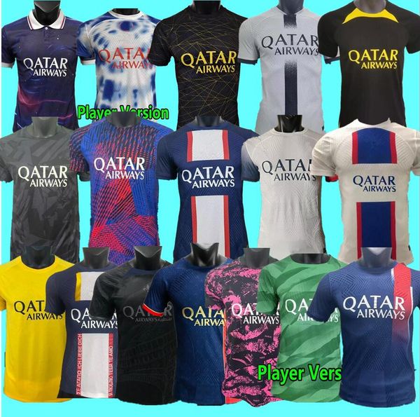 

player version 22 23 24 paris mbappe soccer jerseys kimpembe sergio ramos wijnaldum marquinhos football shirt 2022 2023 2024 verratti men ma, Black;yellow