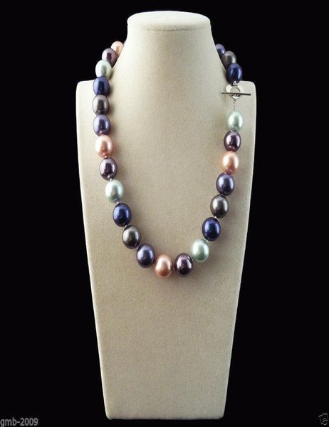 

rare huge mix colors 14mm south sea shell imitation pearl heart clasp necklace 18quot y01242984552, Golden;silver