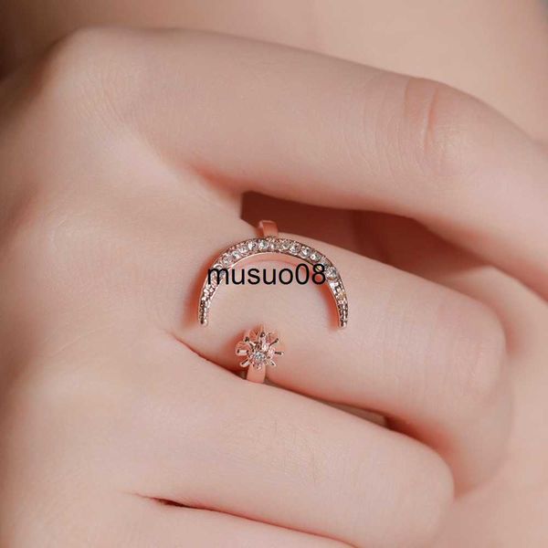 

band rings 2022 fashion star moon ring vintage punk style adjustable ring for women party charm friendship ring jewelry j230602, Silver