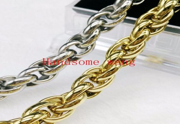 

911mm width gold color silver false 316l stainless steel men039s braceletnecklace chain 740inch choose ch9649800
