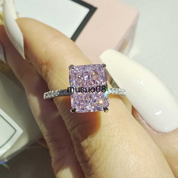 

band rings 2023 new design luxury pink ice cut 925 sterling silver ring for women wedding engagement finger lady gift jewelry r7233s j230602