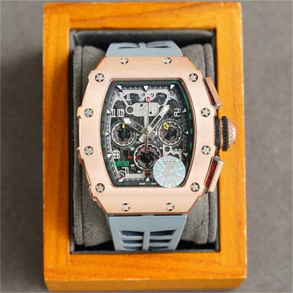

designer watches fashion richards 11-03 montre de luxe automatic multi-function quartz movement stainless steel watchcase rubber strap watch, Slivery;black