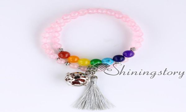 

aromatherapy bracelet 7 chakra necklace oil diffuser bracelet with tassel chakra jewelry spiritual jewelry natural rough amethyst4380742, Golden;silver
