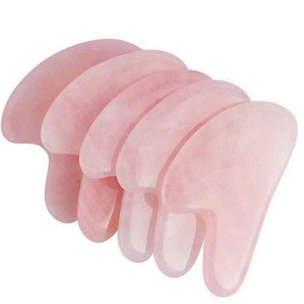 

natural rose quartz gua sha board pink jade stone body facial eye scraping plate acupuncture massage relaxation health care f401