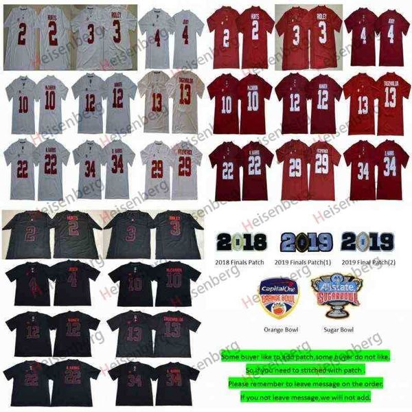

college football 2019 alabama crimson tide tua tagovailoa jersey jerry jeudy damien najee harris jalen hurts sugar orange bowl red b, Black