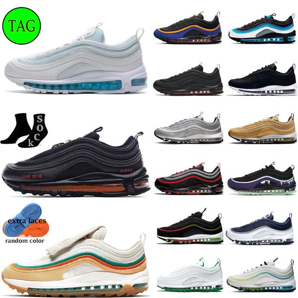 

original running shoes 97 97s mens women sneakers designer low trainers new style of light bone triple black white gold sillver bullet jesus