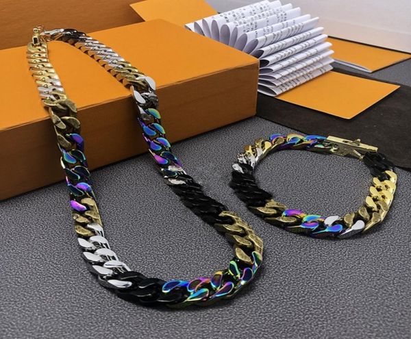 

mens womens designer necklace quenched cuban link chain necklaces bracelets fashion luxury gold chains jewelry2522573, Silver