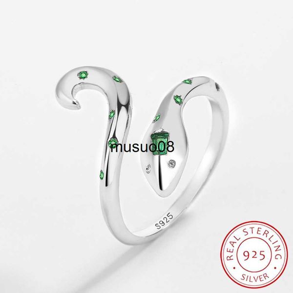 

band rings 2022 new luxurious irregular double snake head emerald couples ring for women genuine original sterling silver wedding jewelry j2