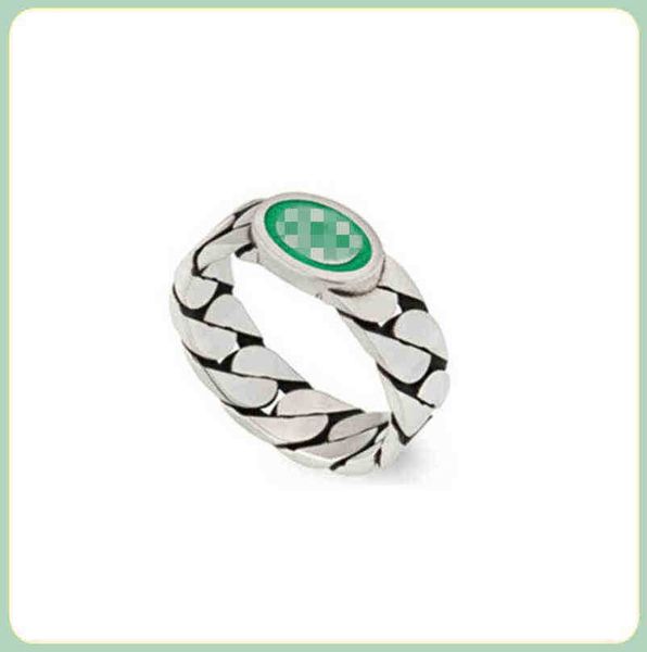 

designer jewelry bracelet necklace accessories interlocking enamel green wide ring personalized trend men women lovers' same pair rings, Silver
