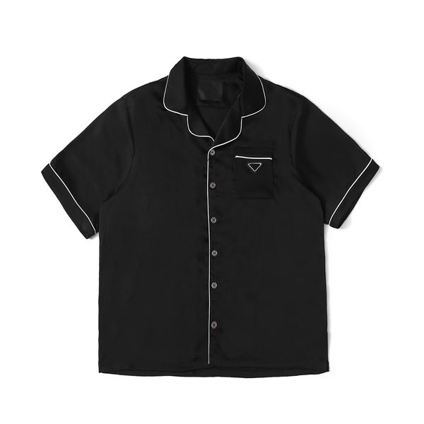 

mens polo shirt short mens shirts fashion designer pra blouse style summer style comfortable silk satin short sleeves pearl fritillary butto, White;black