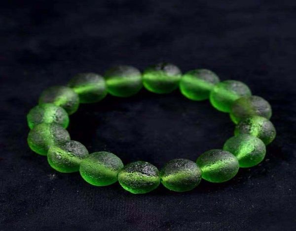 

791113mm authentic moldavite stretch bracelet natural crystal jewellry energy meteorite stone healing fs37kp beaded st6532005, Black