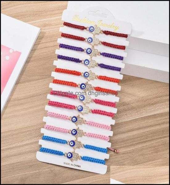 

beaded strands bracelets jewelry handmade woven rope chain bracelet crystal fatima hand blue evil eye charms for women men cuff dr1870316, Black