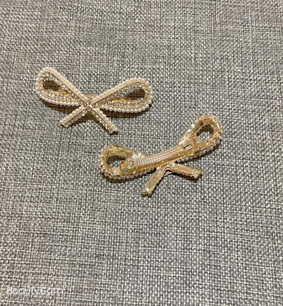 

fashion bow pearl rhinestone spring clips c hairpin bangs clip for ladies collection vogue jewelry headdress vip gifts7945320, Golden;silver