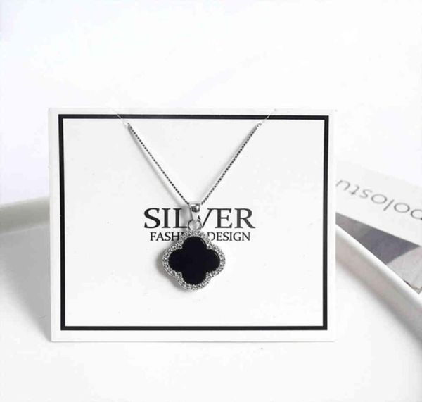 

authentic 100 925 sterling silver black red four leaf clover pendant necklaces for fashion women wedding engagement jewelry gif2711636