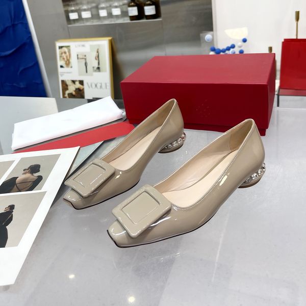 

ballet flats luxury designer women casual shoes fashiongenuine leather ccs buckle crystal low heels summer design square toe slip on feetwea, Black
