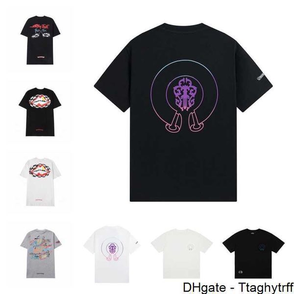 

designers heart mens t shirts ch brand t-shirts chromes letter horseshoe sanskrit cross pattern men fashion casual short sleeve tees gwta, White;black