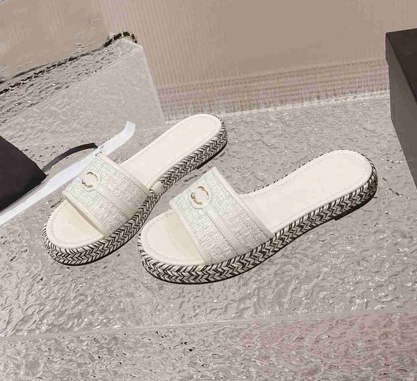 

slippers fashion designer sandals ccity women channel summer slides leisure flat slippers xt052, Black