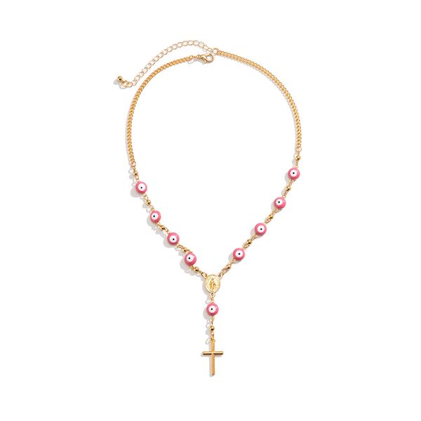 

bohemian style halloween evil eyes chain collars retro classic cross necklace party jewelry feminine girl's gift, Golden;silver