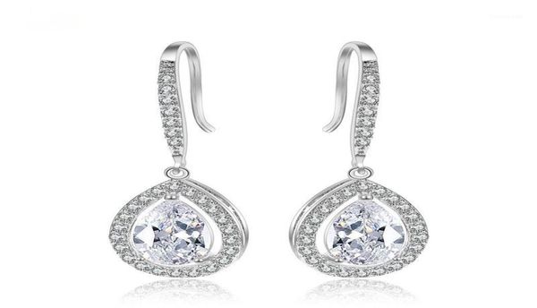 

slbridal vintage waterdrop cz wedding earrings drop teardrop cubic zircon bridal earring bridesmaids earring11447120, Silver