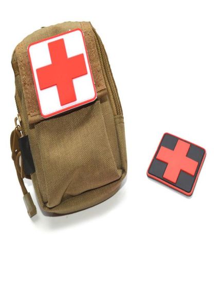 

outdoor tactical rubber patches hook and loop fastener plastic badges armband stickers color red cross medical pvc patch5876459