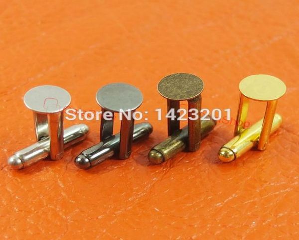 

whole50 pcs 8mm 38quot metal blank plated cufflinks blank pad craft findings 4 color chof224134412, Silver;golden
