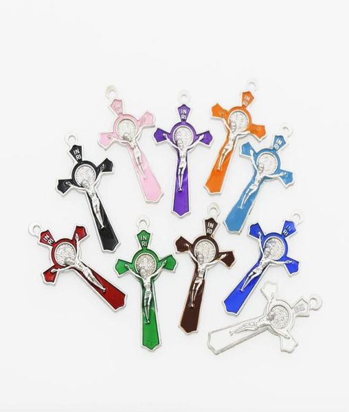 

inri crucifix enamel medalla san benito cross charms pendants 51x27mm twosided 10colors jewelry diy l423 51x27mm6392043, Bronze;silver