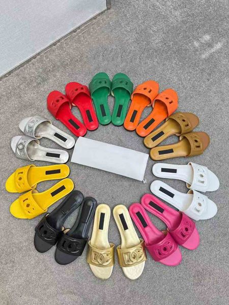 

designer sandal cut out slipper women shoes leather cutout slides millennials leather slider slip on lady summer beach flip flop flats with, Black