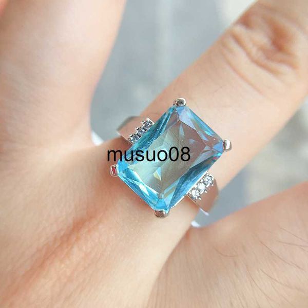 

band rings luxury created aquamarine gemstone rings for women solid 925 sterling silver wedding engagement fine jewelry part gift new j23060