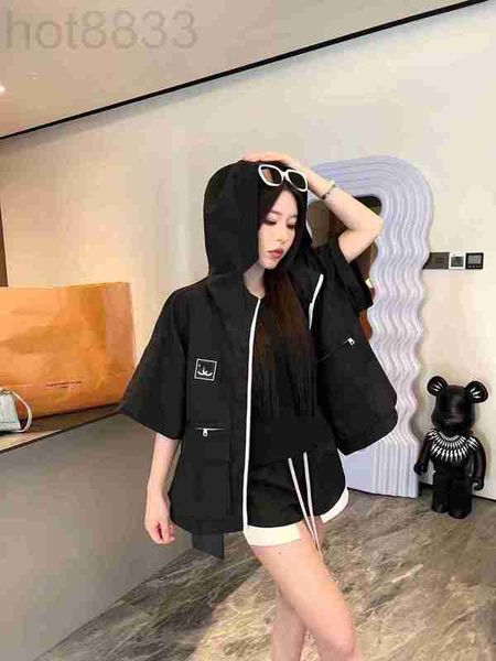 

women's jackets designer design sense niche unique short sleeved hooded jumpsuit summer thin jacket sunscreen trend oniy, Black;brown