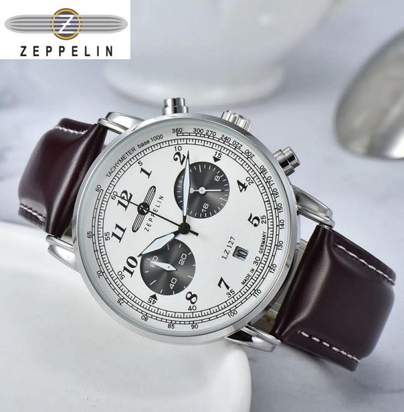 

2023 zeppelin watch for men owl dial business casual men039s wristwatch waterproof leather luxury trend watch relogio masculino3731108, Slivery;golden